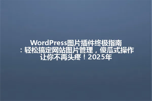 WordPress图片插件终极指南:轻松搞定网站图片管理,傻瓜式操作让你不再头疼!2025年 一