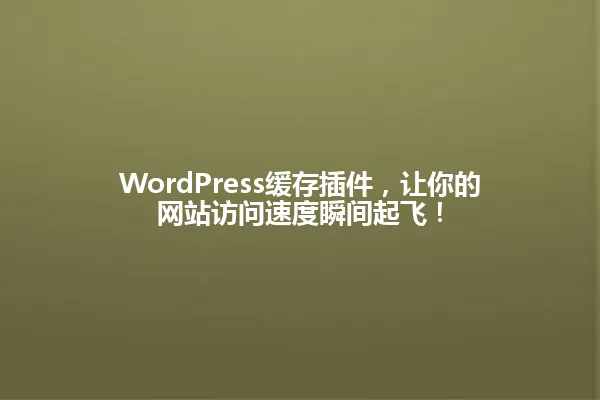 WordPress缓存插件，让你的网站访问速度瞬间起飞！ 一