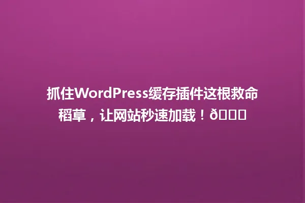 抓住WordPress缓存插件这根救命稻草，让网站秒速加载！🚀 一