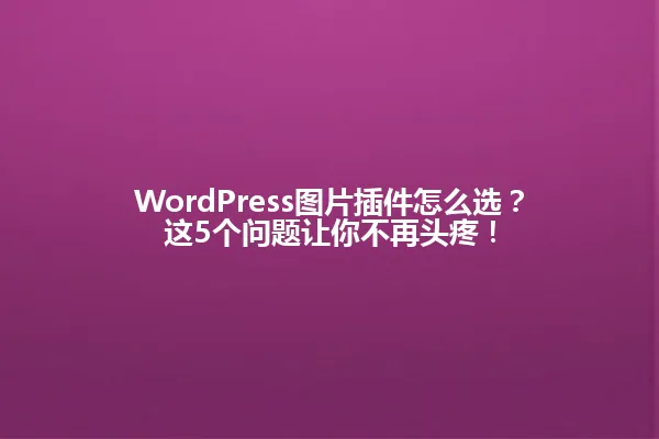 WordPress图片插件怎么选?这5个问题让你不再头疼! 一