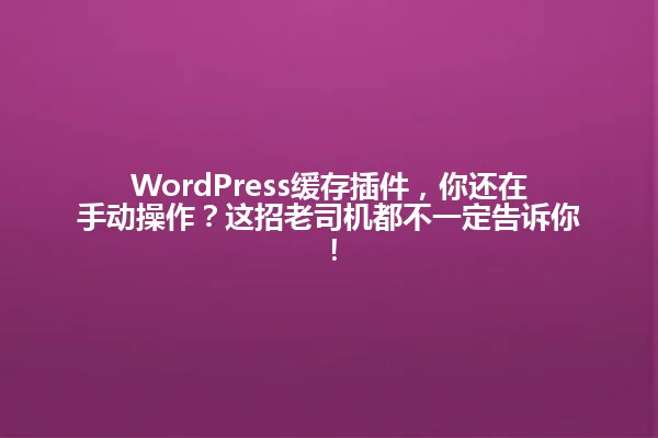 WordPress缓存插件,你还在手动操作?这招老司机都不一定告诉你! 一