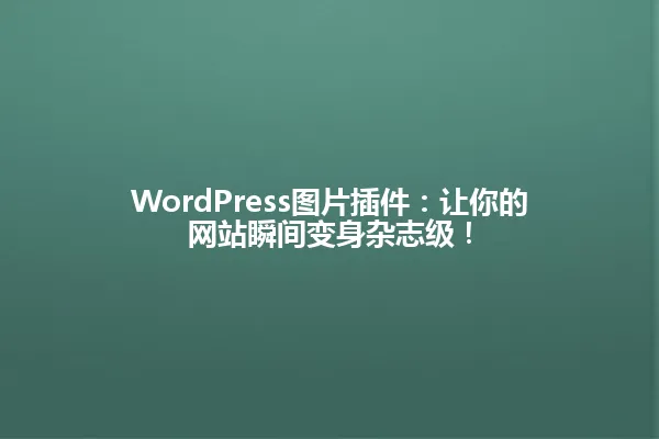 WordPress图片插件:让你的网站瞬间变身杂志级! 一