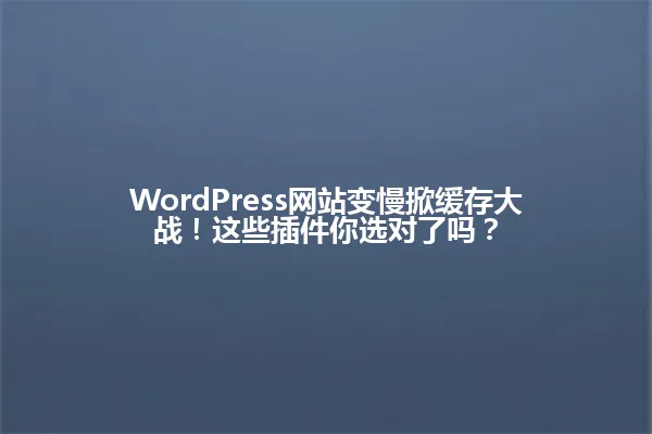 WordPress网站变慢掀缓存大战!这些插件你选对了吗? 一