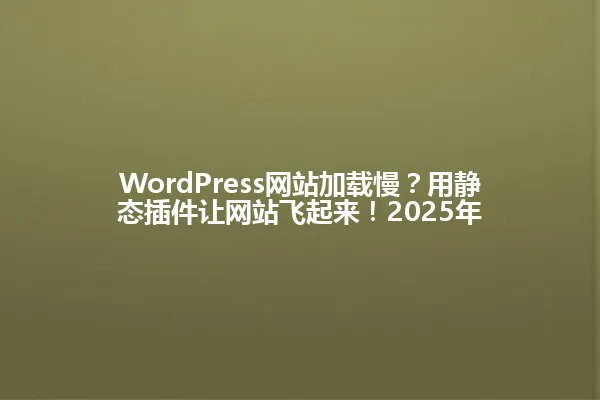 WordPress网站加载慢?用静态插件让网站飞起来!2025年 一