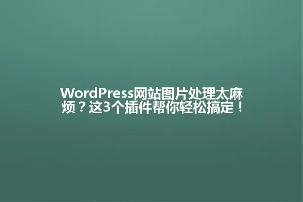 WordPress网站图片处理太麻烦?这3个插件帮你轻松搞定! 一