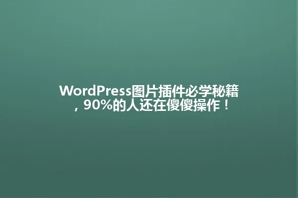 WordPress图片插件必学秘籍,90%的人还在傻傻操作! 一