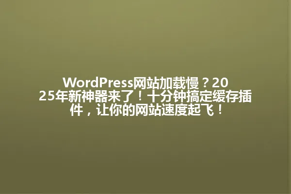 WordPress网站加载慢?2025年新神器来了!十分钟搞定缓存插件,让你的网站速度起飞! 一