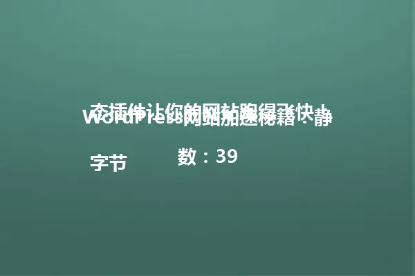 WordPress网站加速秘籍：静态插件让你的网站跑得飞快！

字节数：39 一