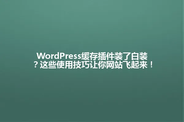 WordPress缓存插件装了白装?这些使用技巧让你网站飞起来! 一