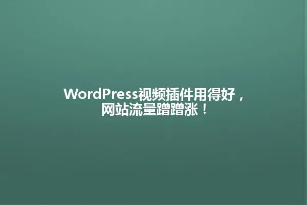 WordPress视频插件用得好,网站流量蹭蹭涨! 一