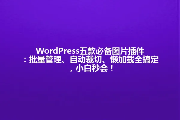 WordPress五款必备图片插件:批量管理、自动裁切、懒加载全搞定,小白秒会! 一