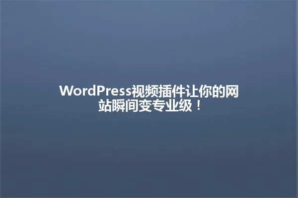 WordPress视频插件让你的网站瞬间变专业级！ 一
