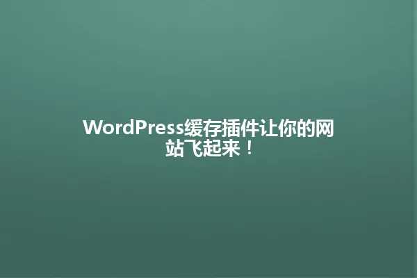WordPress缓存插件让你的网站飞起来! 一