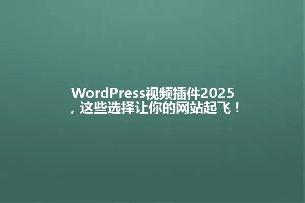 WordPress视频插件2025，这些选择让你的网站起飞！ 一
