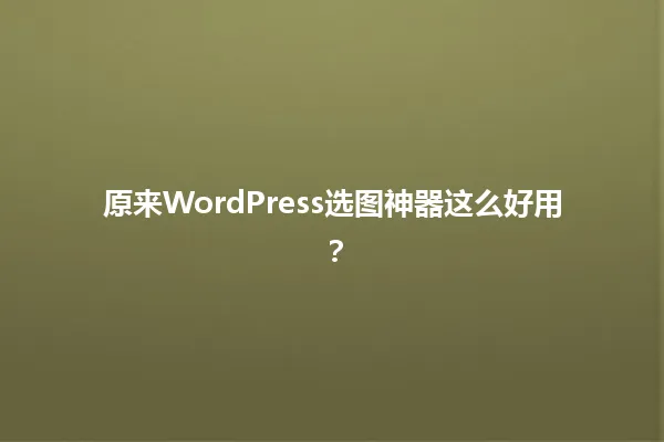 原来WordPress选图神器这么好用? 一