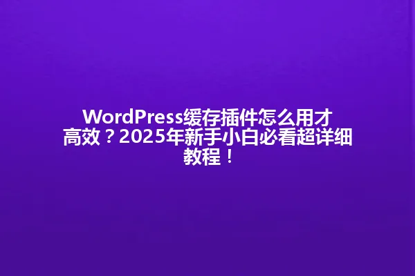 WordPress缓存插件怎么用才高效?2025年新手小白必看超详细教程! 一