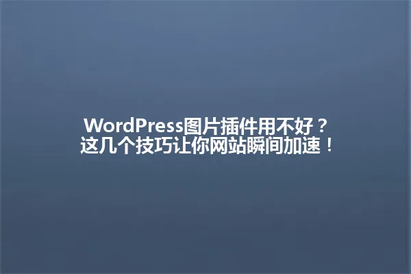 WordPress图片插件用不好?这几个技巧让你网站瞬间加速! 一