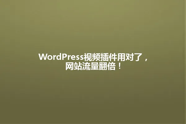WordPress视频插件用对了,网站流量翻倍! 一