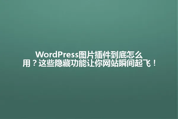 WordPress图片插件到底怎么用？这些隐藏功能让你网站瞬间起飞！ 一