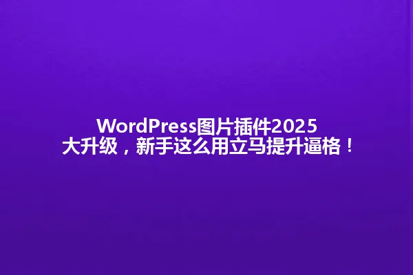 WordPress图片插件2025大升级,新手这么用立马提升逼格! 一