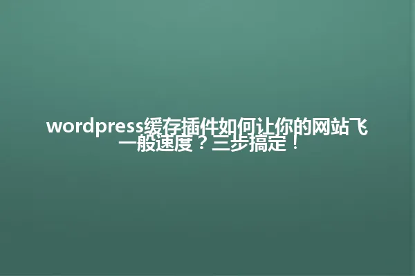 wordpress缓存插件如何让你的网站飞一般速度?三步搞定! 一