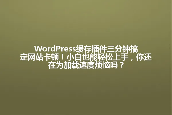 WordPress缓存插件三分钟搞定网站卡顿!小白也能轻松上手,你还在为加载速度烦恼吗? 一