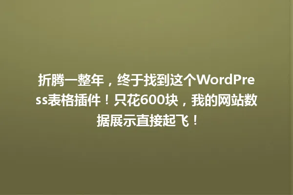 折腾一整年,终于找到这个WordPress表格插件!只花600块,我的网站数据展示直接起飞! 一