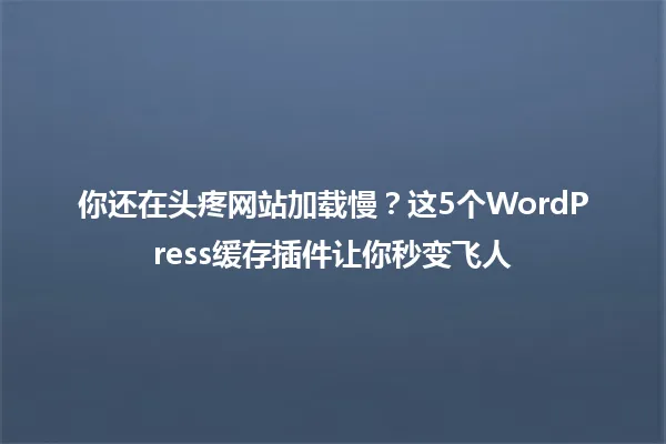 你还在头疼网站加载慢?这5个WordPress缓存插件让你秒变飞人 一
