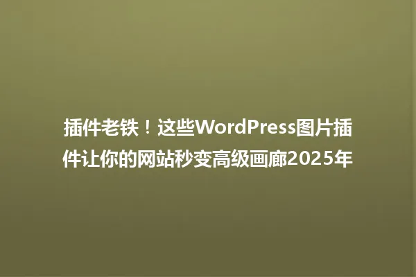 插件老铁!这些WordPress图片插件让你的网站秒变高级画廊2025年 一