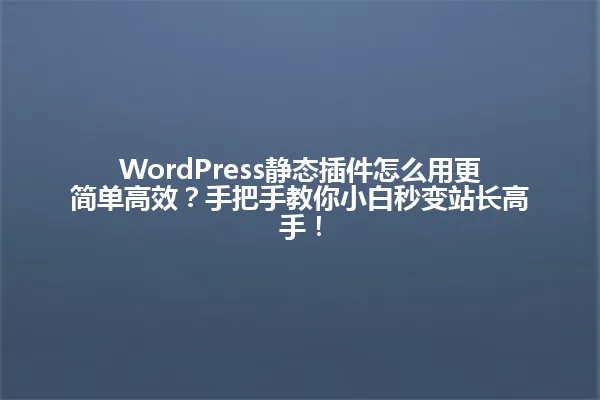 WordPress静态插件怎么用更简单高效？手把手教你小白秒变站长高手！ 一