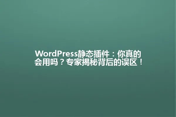 WordPress静态插件：你真的会用吗？专家揭秘背后的误区！ 一