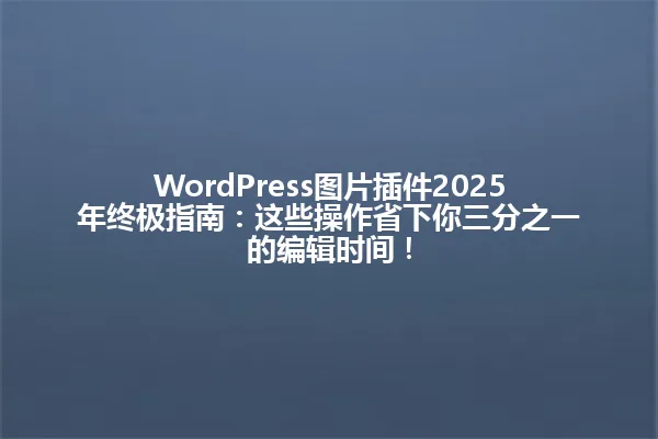 WordPress图片插件2025年终极指南：这些操作省下你三分之一的编辑时间！ 一