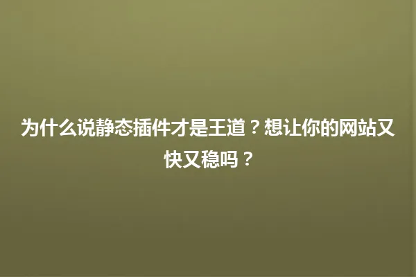 为什么说静态插件才是王道?想让你的网站又快又稳吗? 一