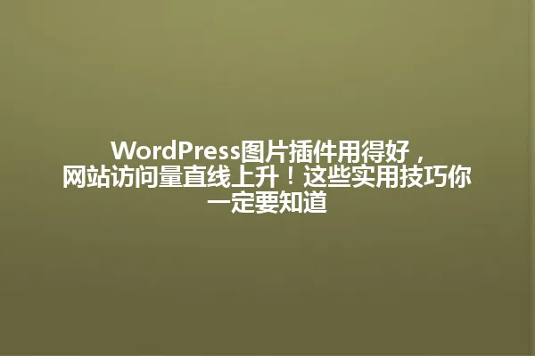 WordPress图片插件用得好，网站访问量直线上升！这些实用技巧你一定要知道 一