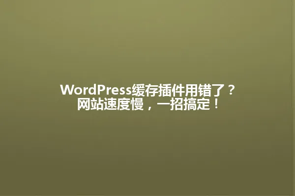 WordPress缓存插件用错了?网站速度慢,一招搞定! 一