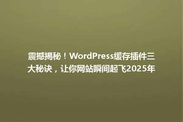 震撼揭秘！WordPress缓存插件三大秘诀，让你网站瞬间起飞2025年 一