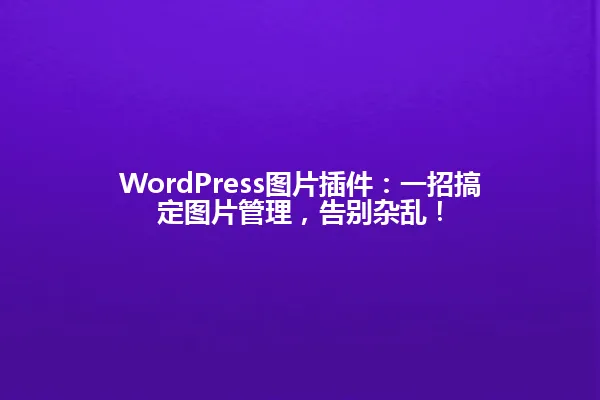 WordPress图片插件:一招搞定图片管理,告别杂乱! 一