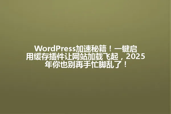 WordPress加速秘籍!一键启用缓存插件让网站加载飞起,2025年你也别再手忙脚乱了! 一