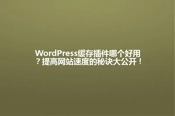 WordPress缓存插件哪个好用?提高网站速度的秘诀大公开! 一
