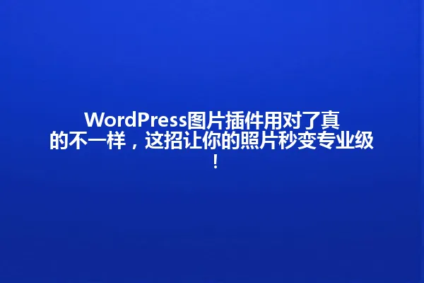 WordPress图片插件用对了真的不一样,这招让你的照片秒变专业级! 一