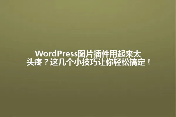 WordPress图片插件用起来太头疼?这几个小技巧让你轻松搞定! 一