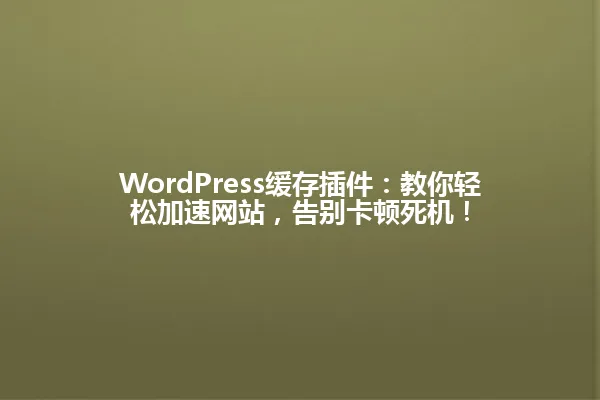 WordPress缓存插件:教你轻松加速网站,告别卡顿死机! 一