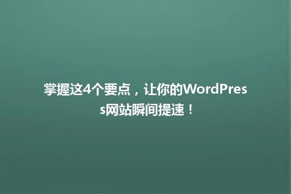 掌握这4个要点,让你的WordPress网站瞬间提速! 一