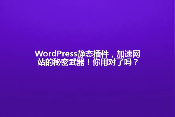 WordPress静态插件,加速网站的秘密武器!你用对了吗? 一