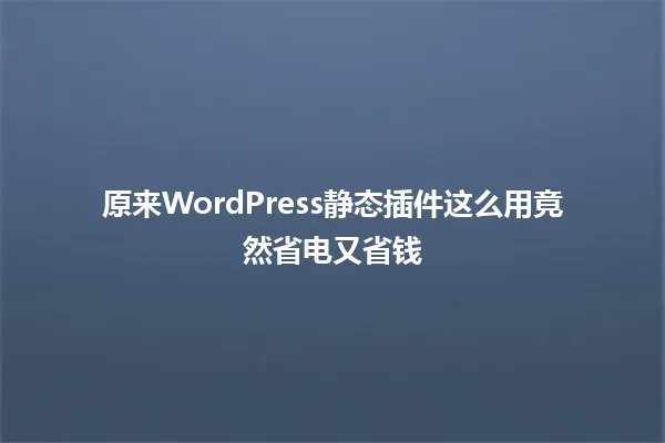 原来WordPress静态插件这么用竟然省电又省钱 一