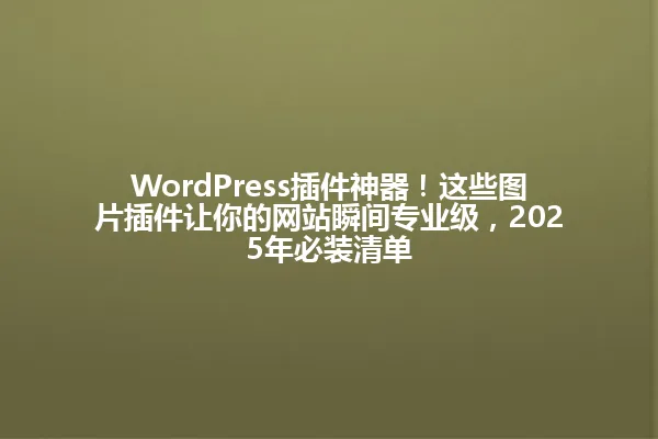 WordPress插件神器!这些图片插件让你的网站瞬间专业级,2025年必装清单 一