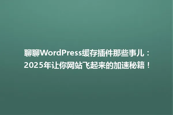 聊聊WordPress缓存插件那些事儿:2025年让你网站飞起来的加速秘籍! 一