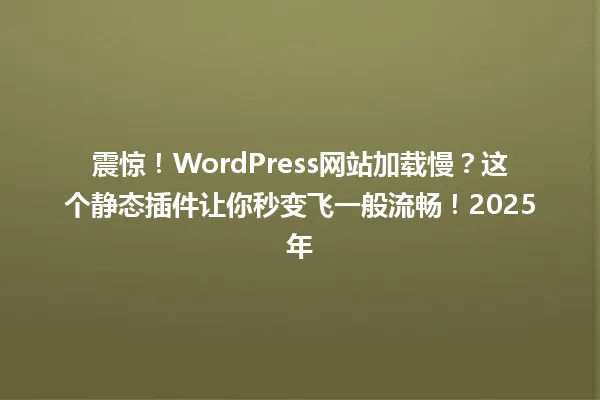 震惊！WordPress网站加载慢？这个静态插件让你秒变飞一般流畅！2025年 一