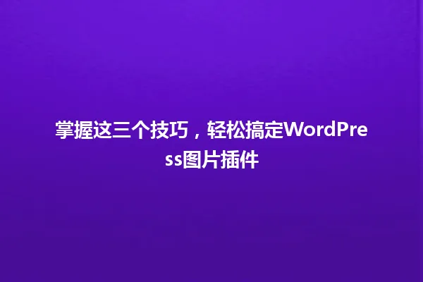 掌握这三个技巧，轻松搞定WordPress图片插件 一