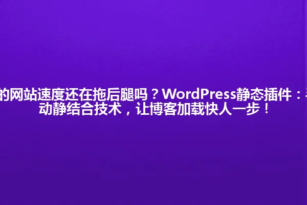 2025年,你的网站速度还在拖后腿吗?WordPress静态插件:手把手教你用动静结合技术,让博客加载快人一步! 一